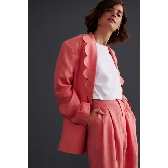 Sleeper Jackets & Blazers - Sleeper Dynasty Linen Blazer Jacket Peach